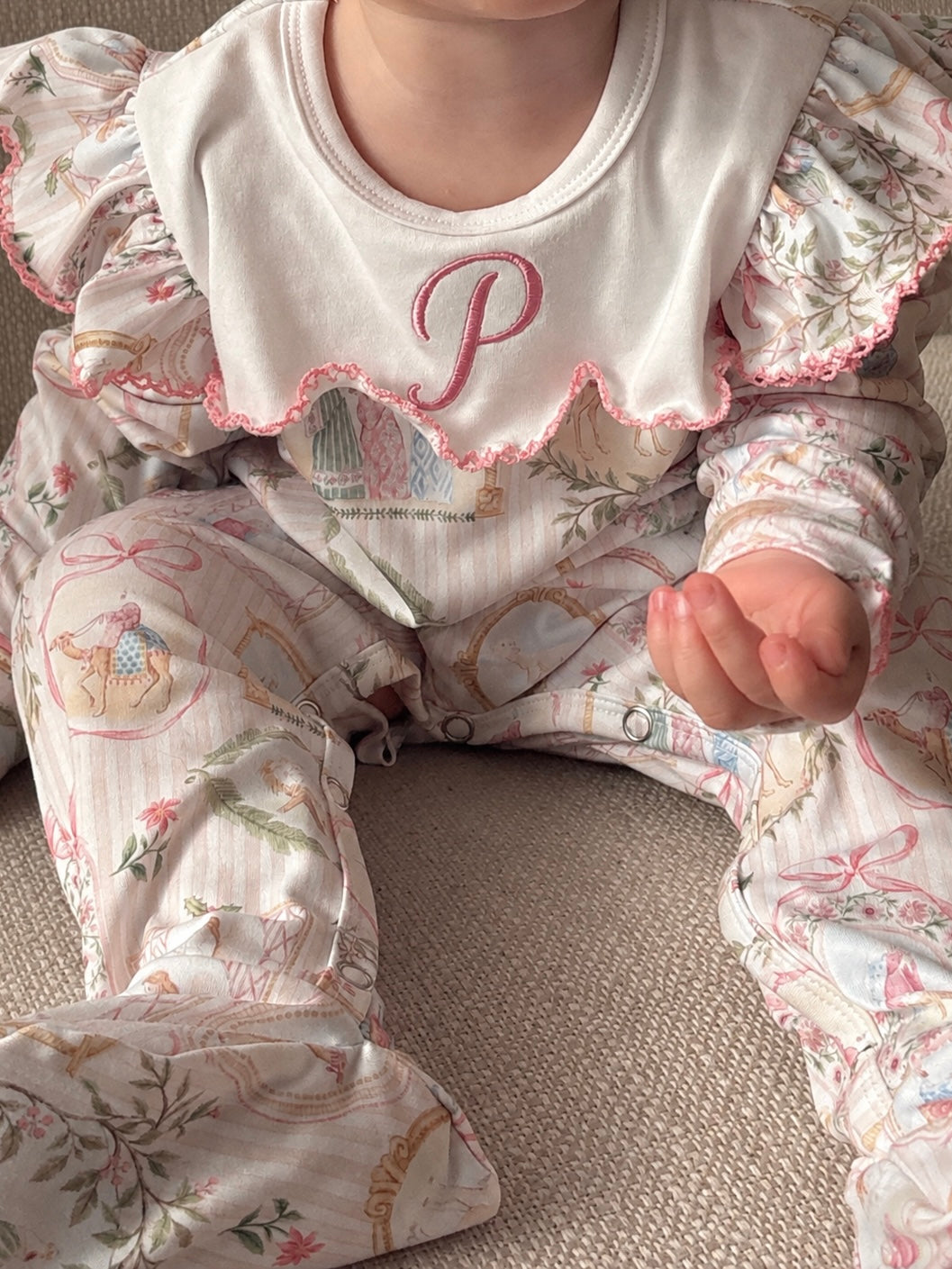 PRE-ORDER RFTS Pink Bib Christmas Sleepsuit