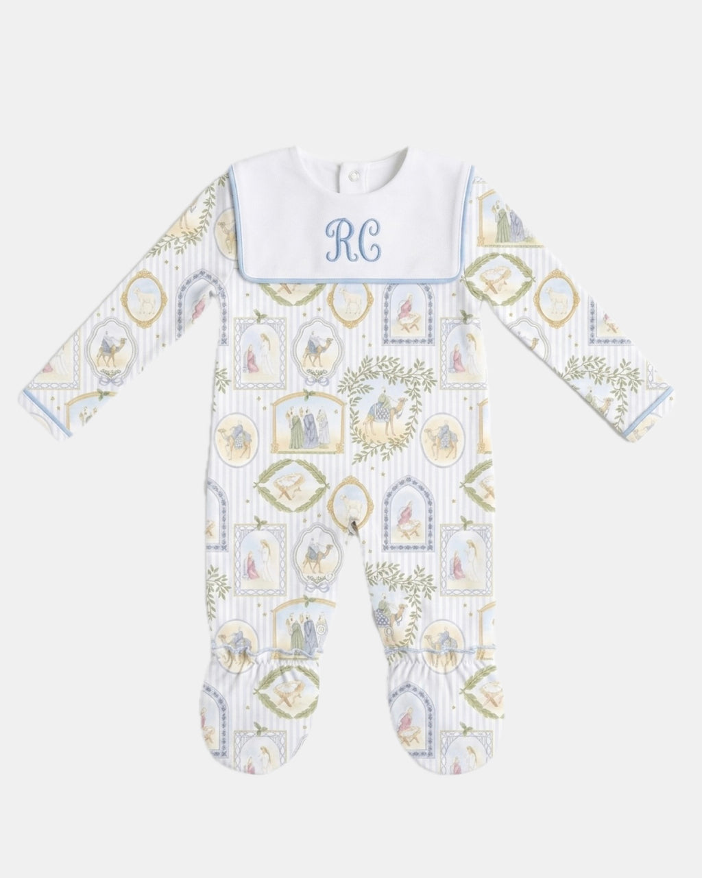 PRE-ORDER RFTS Blue Bib Christmas Sleepsuit