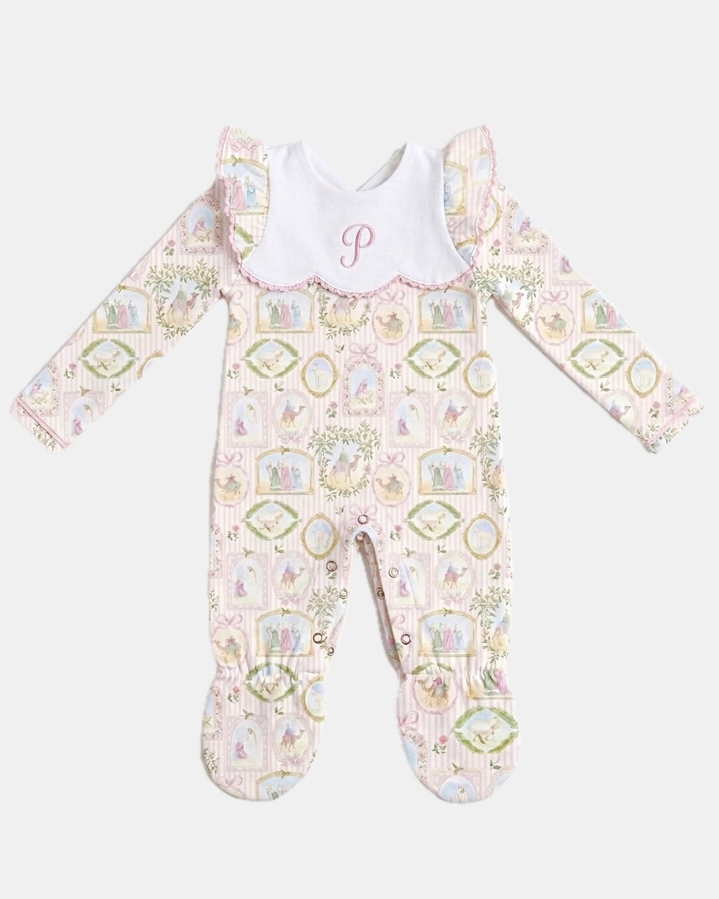 PRE-ORDER RFTS Pink Bib Christmas Sleepsuit