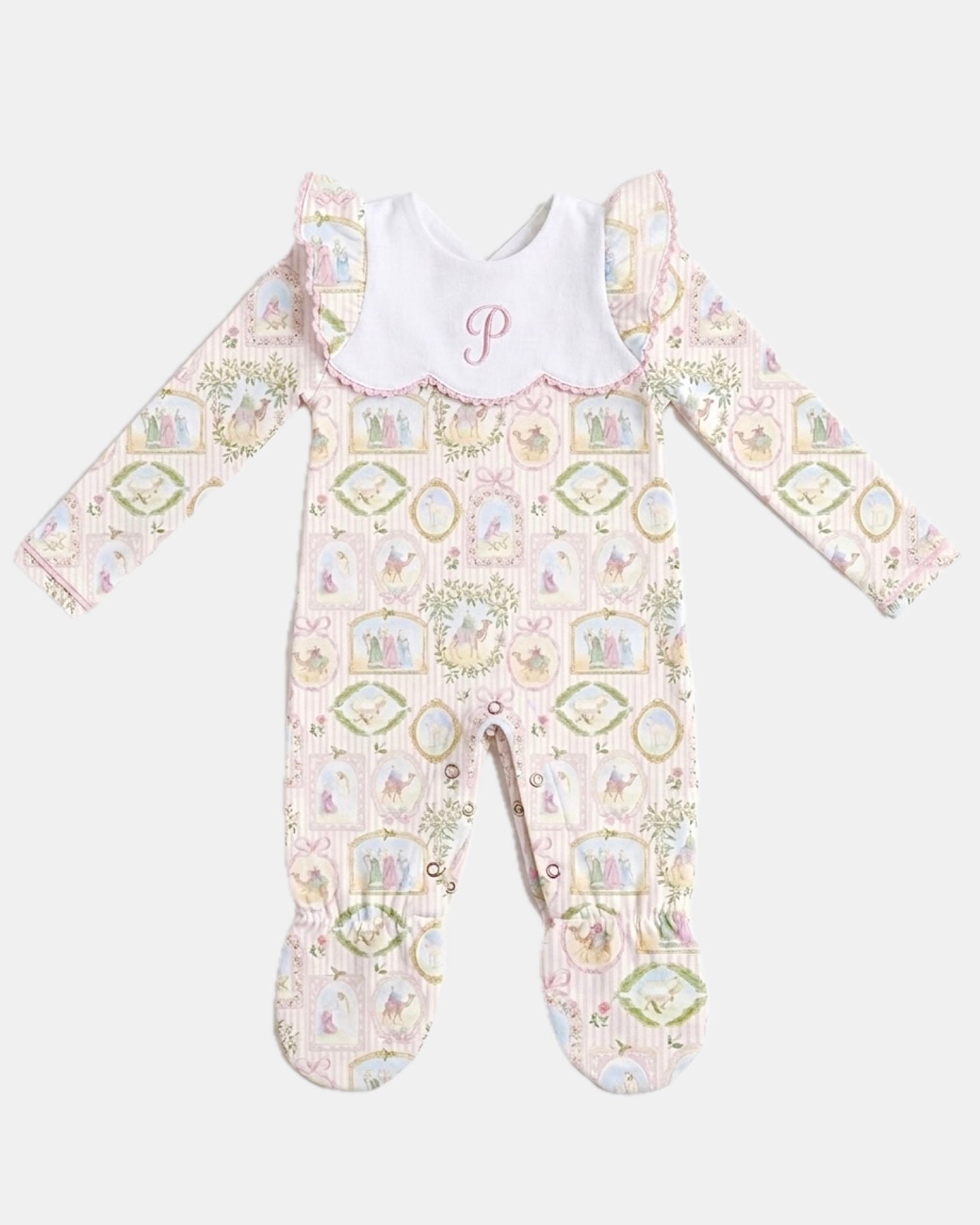 PRE-ORDER RFTS Pink Bib Christmas Sleepsuit