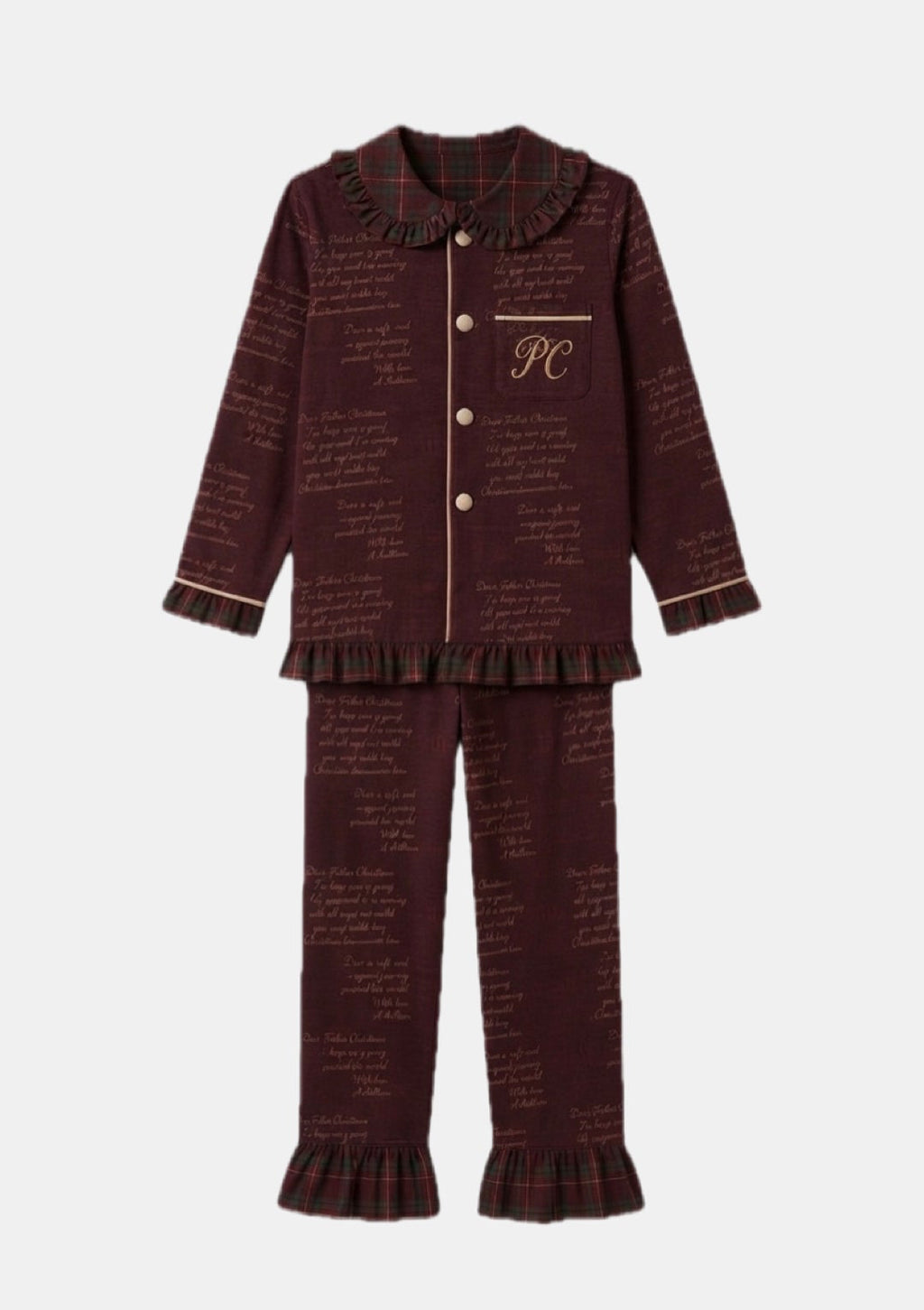 PRE-ORDER DEC LETTERS TO FATHER CHRISTMAS Frilly Tartan Pyjama Set Adults